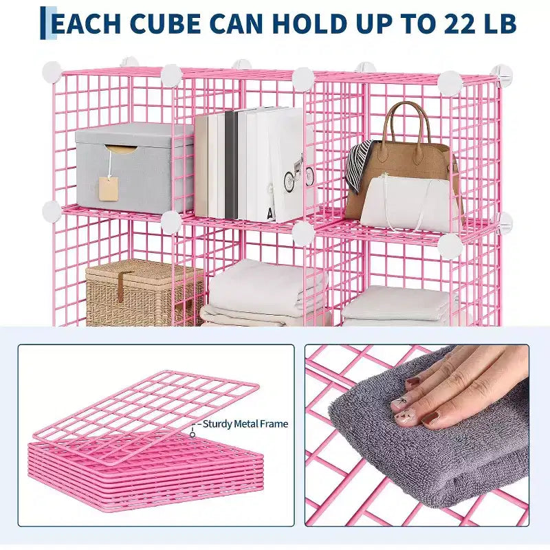 Étagère de rangement en fil métallique, Rangement modulable à 12 cubes pour placard, Unités d'étagères modulaires, Étagères de rangement pour chambre, bureau, salon