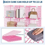 Étagère de rangement en fil métallique, Rangement modulable à 12 cubes pour placard, Unités d'étagères modulaires, Étagères de rangement pour chambre, bureau, salon