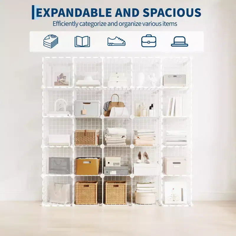 Étagère de rangement en fil métallique, Rangement modulable à 12 cubes pour placard, Unités d'étagères modulaires, Étagères de rangement pour chambre, bureau, salon
