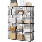 Étagère de rangement en fil métallique, Rangement modulable à 12 cubes pour placard, Unités d'étagères modulaires, Étagères de rangement pour chambre, bureau, salon