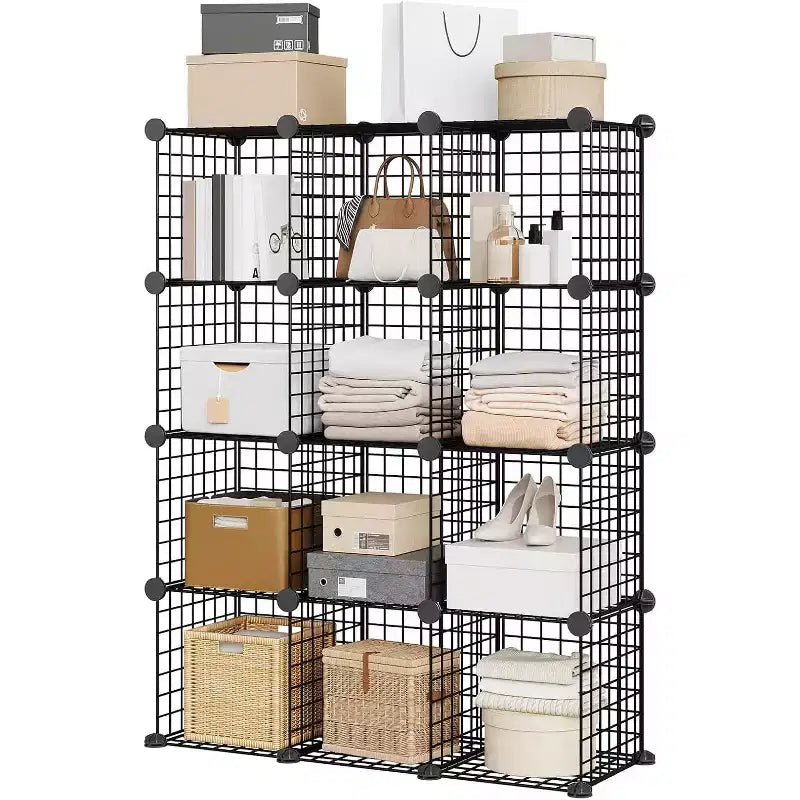 Étagère de rangement en fil métallique, Rangement modulable à 12 cubes pour placard, Unités d'étagères modulaires, Étagères de rangement pour chambre, bureau, salon