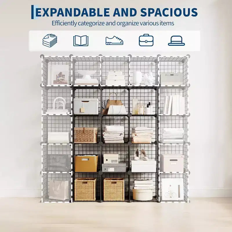 Étagère de rangement en fil métallique, Rangement modulable à 12 cubes pour placard, Unités d'étagères modulaires, Étagères de rangement pour chambre, bureau, salon