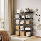 Wire Cube Storage, 12-Cube Closet Organizer Storage, Modular Shelves Units, Storage Bins Shelving for Bedroom, Office, Living Room