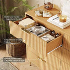 Commode cannelée pour chambre à coucher avec 6/8 tiroirs, commode de chambre moderne en bois de 120/140 cm de large avec poignée en métal, organisateur de rangement pour vêtements, commode de placard