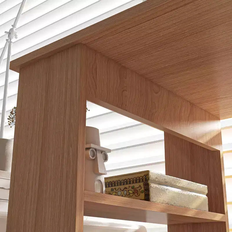 HOMCOM Bureau d'angle en L rotatif à 360° avec étagères de rangement, bureau d'écriture, teck