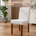 Lot de 4 chaises de salle à manger modernes en tissu avec sièges rembourrés et pieds en bois, pour salles à manger et cuisines, blanc