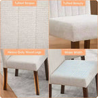 Lot de 4 chaises de salle à manger modernes en tissu avec sièges rembourrés et pieds en bois, pour salles à manger et cuisines, blanc
