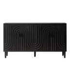 Meuble Buffet d'Appoint, Console d'Entrée Noir Vieilli avec Rangement, Commodes en Bois pour Salon Bar, 4 Portes et Étagères Réglables