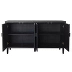 Meuble Buffet d'Appoint, Console d'Entrée Noir Vieilli avec Rangement, Commodes en Bois pour Salon Bar, 4 Portes et Étagères Réglables