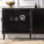 Meuble Buffet d'Appoint, Console d'Entrée Noir Vieilli avec Rangement, Commodes en Bois pour Salon Bar, 4 Portes et Étagères Réglables