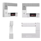 Meuble TV minimaliste bicolore Famapy : Meuble de rangement multiple Élégant meuble TV pour salons (Cheminée électrique en option)