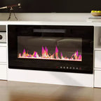 Meuble TV minimaliste bicolore Famapy : Meuble de rangement multiple Élégant meuble TV pour salons (Cheminée électrique en option)