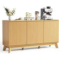 58 Farmhouse Sideboard Buffet Cabinet with 3 Fluted Doors & Adjustable Shelves - 58 Inch Farmhouse Buffet Cabinet with Storage