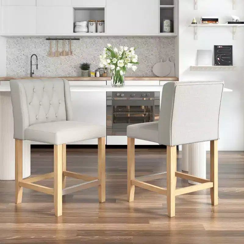 EROMMY Counter & Bar Stool With Solid Wood Frame And Upholstered Seat (Set Of 2)
