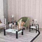 Table basse en verre, table d'appoint carrée de style minimaliste moderne avec pieds en métal, plateau en verre trempé, pour bureau à domicile, salon