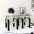 Table basse en verre, table d'appoint carrée de style minimaliste moderne avec pieds en métal, plateau en verre trempé, pour bureau à domicile, salon