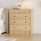 GustoWave 3 Drawer Fluted Nightstand, 31.5 Wide Modern Storage Dresser for Bedroom, Hallway & Kids Room