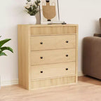 Table de chevet GustoWave à 3 tiroirs cannelés, commode de rangement moderne de 80 cm de large pour chambre à coucher, couloir et chambre d'enfant