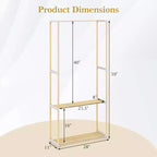 Portant à vêtements Costway en pin avec étagère de rangement ouverte à 2 niveaux pour chambre à coucher, garde-robe naturelle et grise