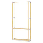Portant à vêtements Costway en pin avec étagère de rangement ouverte à 2 niveaux pour chambre à coucher, garde-robe naturelle et grise