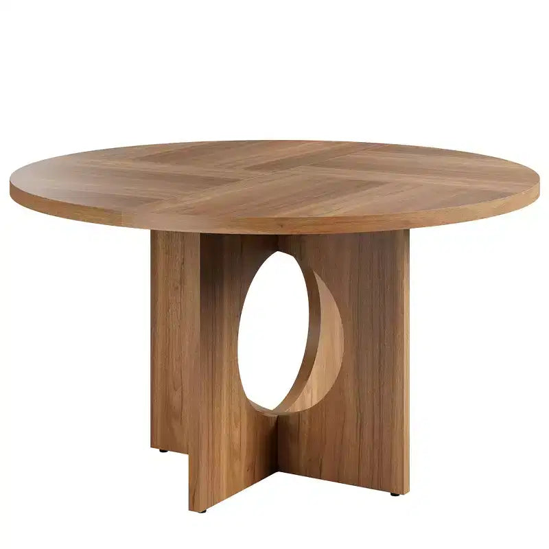 Table à manger ronde de 47" avec base piédestal robuste, peu encombrante pour le salon, la cuisine, l'appartement