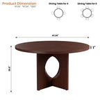 Table à manger ronde de 47" avec base piédestal robuste, peu encombrante pour le salon, la cuisine, l'appartement