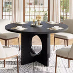 Table à manger ronde de 47" avec base piédestal robuste, peu encombrante pour le salon, la cuisine, l'appartement