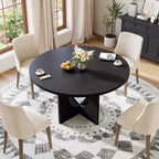47 Round Dining Table with Sturdy Pedestal Base, Space Saving for Living Room, Kitchen, Apartment