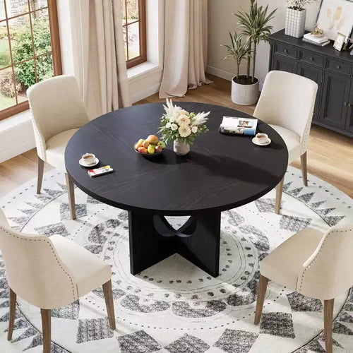 47 Round Dining Table with Sturdy Pedestal Base, Space Saving for Living Room, Kitchen, Apartment