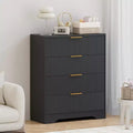 4-Drawer Dresser,38.6 Fluted Modern Chest with Gold Handles, Versatile Storage for Bedroom, Living Room, Hallway & Nursery