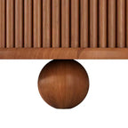 Table basse ovale/ronde, table d'appoint canapé avec plateau cannelé, table de rangement, table de cocktail avec cadre en bois massif - ModernLuxe