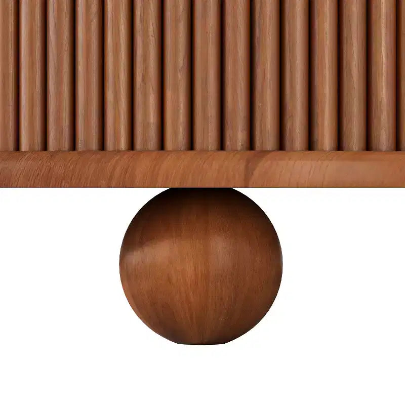 Table basse ovale/ronde, table d'appoint canapé avec plateau cannelé, table de rangement, table de cocktail avec cadre en bois massif - ModernLuxe