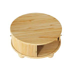 Table basse ovale/ronde, table d'appoint canapé avec plateau cannelé, table de rangement, table de cocktail avec cadre en bois massif - ModernLuxe