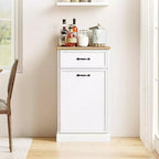 Meuble de rangement pour poubelle basculante - Armoire à poubelle dissimulée, peu encombrante et anti-animaux pour cuisine et salon (Blanc)