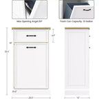 Meuble de rangement pour poubelle basculante - Armoire à poubelle dissimulée, peu encombrante et anti-animaux pour cuisine et salon (Blanc)