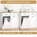 Meuble de rangement pour poubelle basculante - Armoire à poubelle dissimulée, peu encombrante et anti-animaux pour cuisine et salon (Blanc)