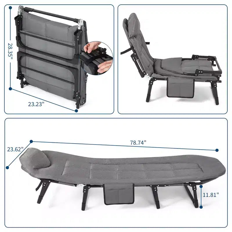 COZONY 79 Lit de camping pliant pour adultes avec coussin et oreiller, lit de couchage portable robuste pour usage intérieur et extérieur