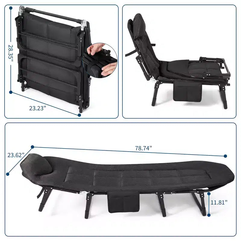COZONY 79 Lit de camping pliant pour adultes avec coussin et oreiller, lit de couchage portable robuste pour usage intérieur et extérieur