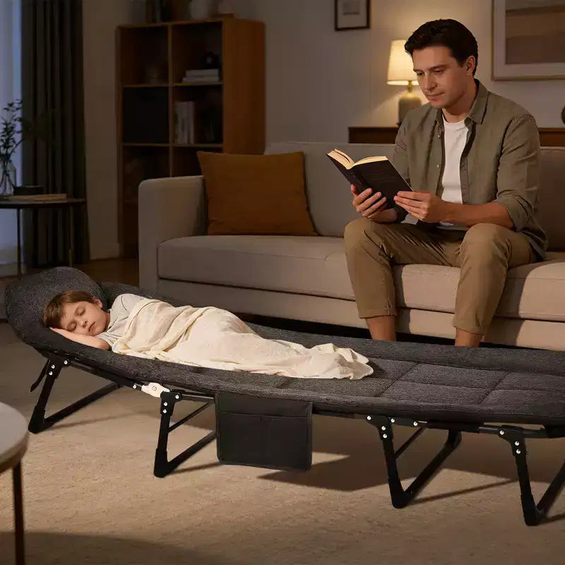COZONY 79 Lit de camping pliant pour adultes avec coussin et oreiller, lit de couchage portable robuste pour usage intérieur et extérieur