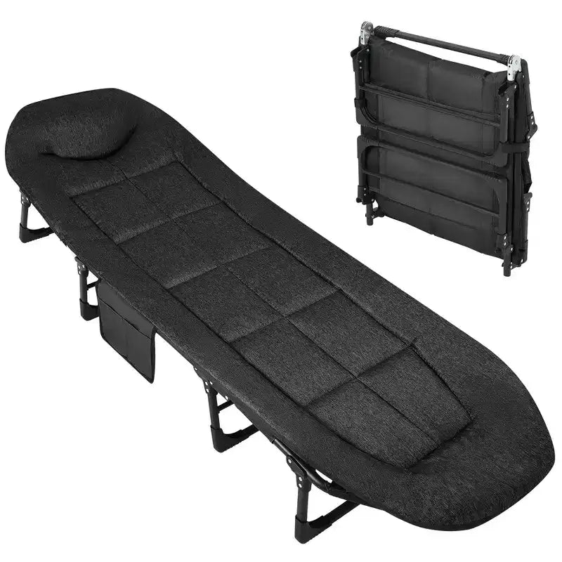 COZONY 79 Folding Camping Cot for Adults with Cushion & Pillow, Portable Heavy Duty Sleeping Bed for Indoor & Outdoor Use