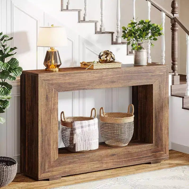Tribesigns Table Console de Ferme de 119 cm avec Rangement, Table d'Appoint Industrielle pour Couloir, Entrée, Salon
