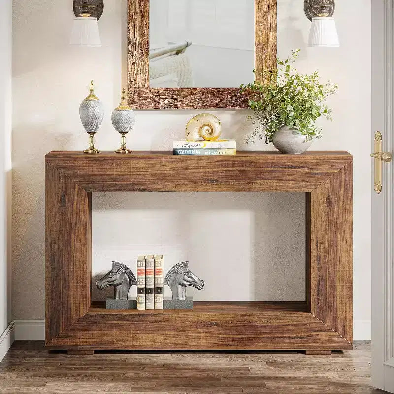 Tribesigns Table Console de Ferme de 119 cm avec Rangement, Table d'Appoint Industrielle pour Couloir, Entrée, Salon