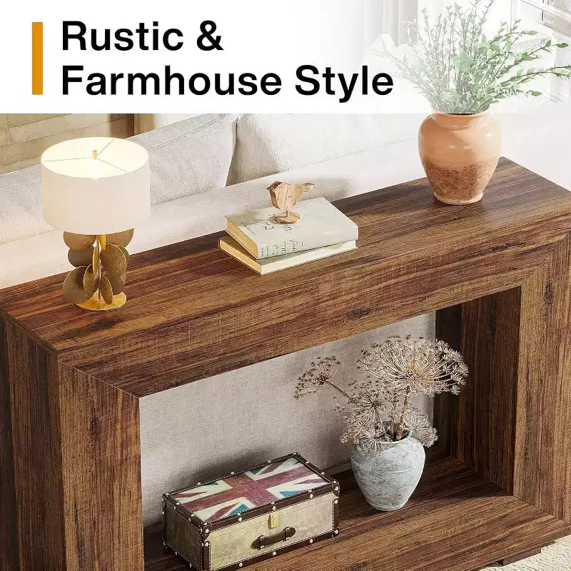 Tribesigns Table Console de Ferme de 119 cm avec Rangement, Table d'Appoint Industrielle pour Couloir, Entrée, Salon