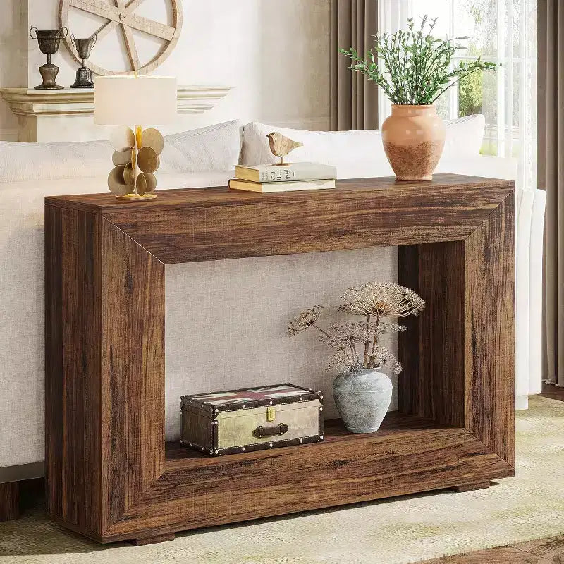 Tribesigns Table Console de Ferme de 119 cm avec Rangement, Table d'Appoint Industrielle pour Couloir, Entrée, Salon