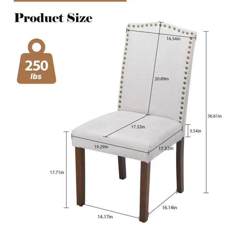Chaises de salle à manger modernes Okak, lot de 2, avec garniture cloutée, chaises de salle à manger en similicuir avec pieds en bois, chaises de cuisine pour salle à manger