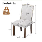 Chaises de salle à manger modernes Okak, lot de 2, avec garniture cloutée, chaises de salle à manger en similicuir avec pieds en bois, chaises de cuisine pour salle à manger