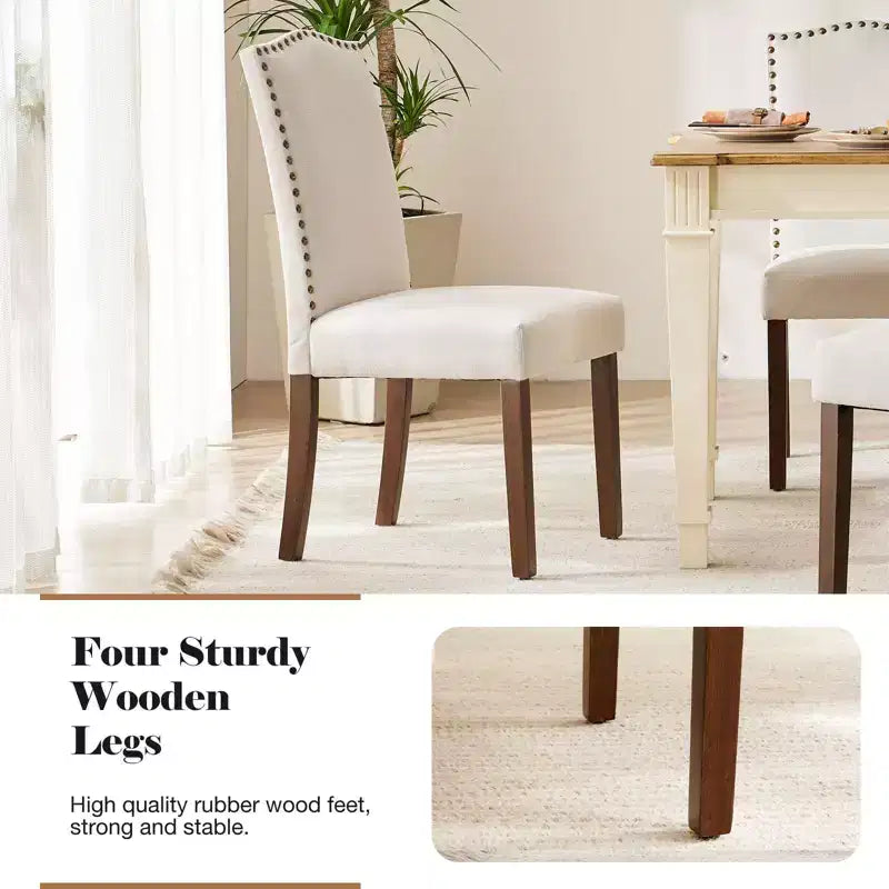 Chaises de salle à manger modernes Okak, lot de 2, avec garniture cloutée, chaises de salle à manger en similicuir avec pieds en bois, chaises de cuisine pour salle à manger