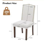 Chaises de salle à manger modernes Okak, lot de 2, avec garniture cloutée, chaises de salle à manger en similicuir avec pieds en bois, chaises de cuisine pour salle à manger