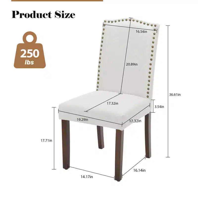 Chaises de salle à manger modernes Okak, lot de 2, avec garniture cloutée, chaises de salle à manger en similicuir avec pieds en bois, chaises de cuisine pour salle à manger