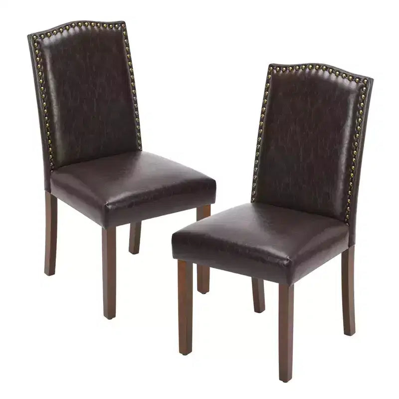 Okak Modern Dining Chairs Set of 2 with Nailhead Trim, Faux Leather Dining Chairs with Wooden Legs, Kitchen Chairs for Dining Room